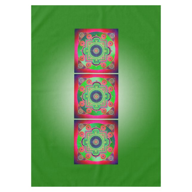 Toalha De Mesa YANTRA - roda do excelente - rosa verde (Frente)