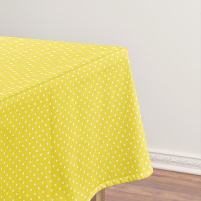 Toalha De Mesa Yellow and White Polka Dots (Posição Original)