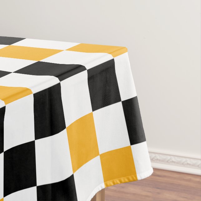 Toalha De Mesa Yellow Black White Checkered Pattern Design  (Posição Original)