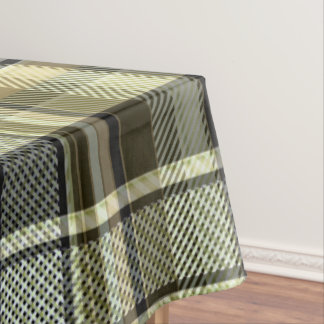 Toalha De Mesa Yellow-brown tartan plaid.