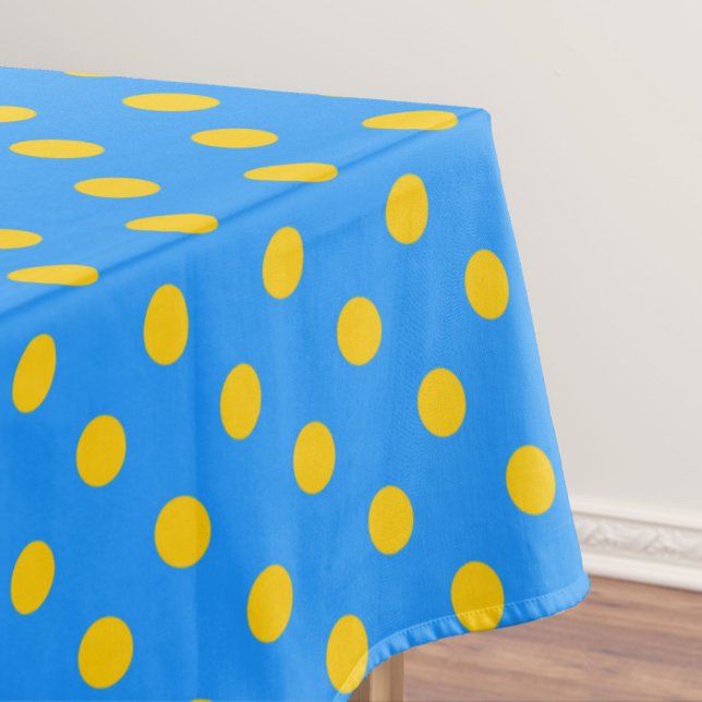 Toalha De Mesa Yellow On Blue Polka Dots Pattern Design (Criador carregado)