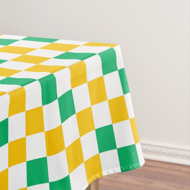 Toalha De Mesa Yellow White Green Checkered Design  (Posição Original)