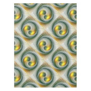 Toalha De Mesa Yin Yang Verde Amarelo Abstrato Colorido Fractal