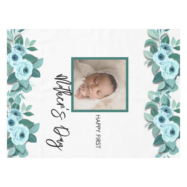 Toalha De Mesa Your First Mother's Day Rose Greenery Photo (Frente (Horizontal))