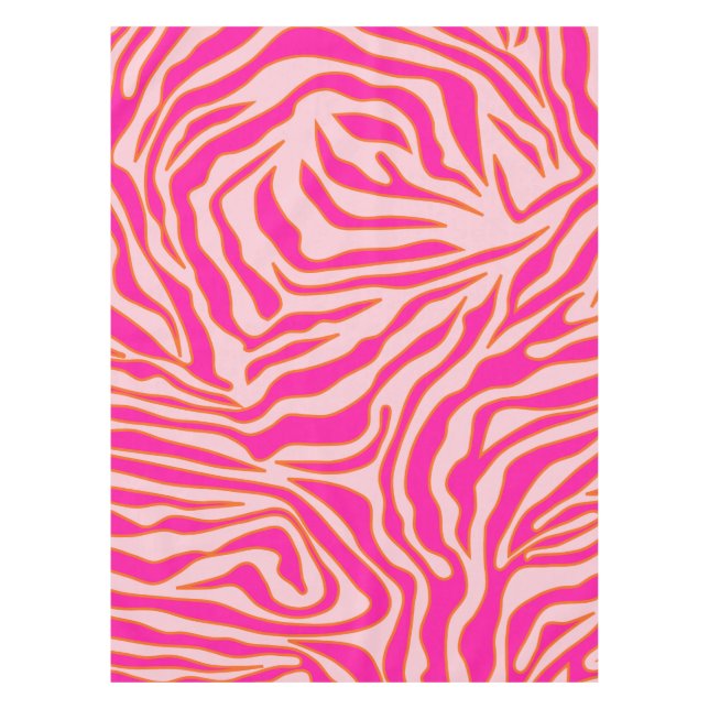 Toalha De Mesa Zebra Stripes Rosa Laranja Cor-de-rosa Impressão A (Frente)