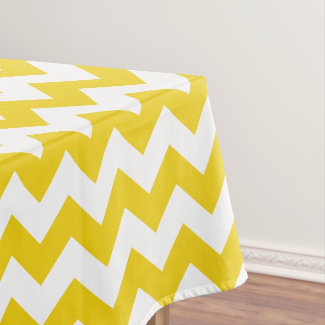 Toalha De Mesa Zigzag Amarelo, Chevron Amarelo, Padrão Geométrico (Posição Original)