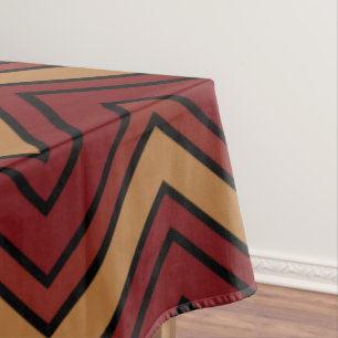 Toalha De Mesa Zigzag castanho e tons vermelhos