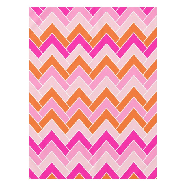 Toalha De Mesa Zigzag Rosa E Laranja Chevron (Frente)
