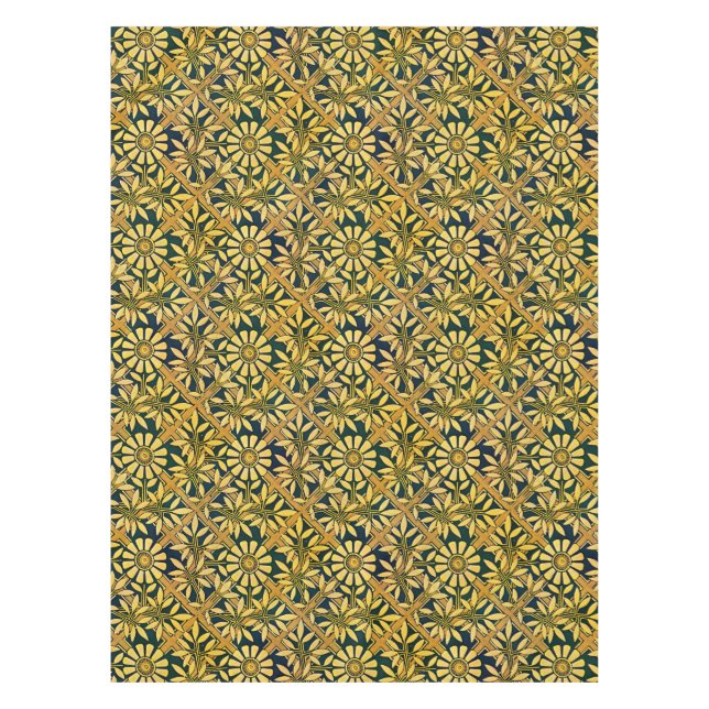 Toalha De Mesa Zinnia corajoso em uma treliça no amarelo da (Frente)