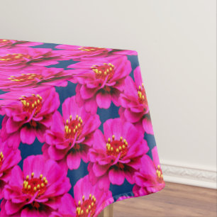 Toalha De Mesa Zinnia Rosa Daisy Flower Blue Fundo