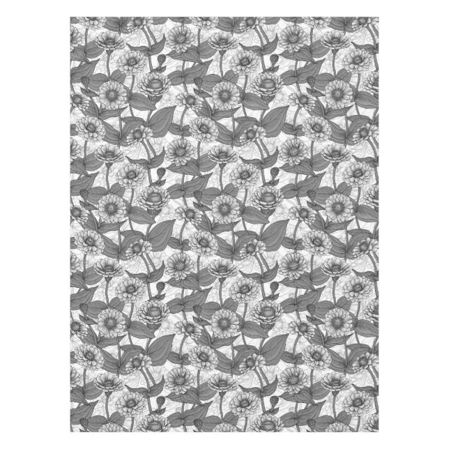 Toalha De Mesa Zinnias, monocônimo de branco (Frente)