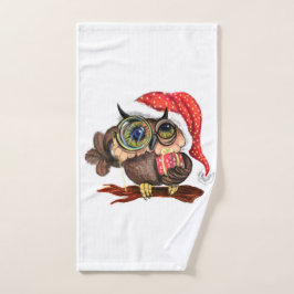 Toalha de Natal Coloca Coruja de Bebê com presente