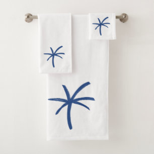 Toalha de palmeira pintada de cor azul-costeira mo