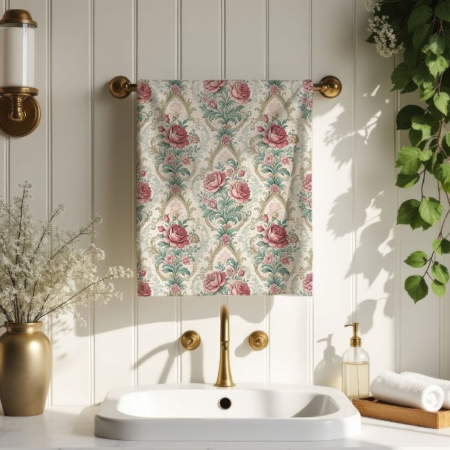 Toalha de Pastel Macio Damasco Vitoriano Acento de (Soft Pastel Towel Victorian Damask Bath Accent)
