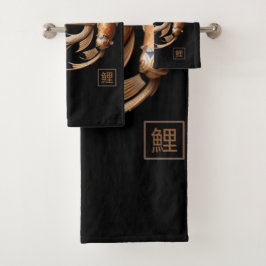 Toalha de Peixe Koi de Cobre Esculpida