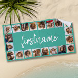 Toalha De Praia 20 Colagem de Fotos Escolha sua cor e adicione seu<br><div class="desc">Fonte rosa e manuscrita - Adicione suas fotos favoritas e faça dele um presente memorável. Um design de pré-disquete em cores frescas e alegres. Se precisar ajustar os monogramas,  clique no botão personalizar e faça alterações.</div>