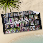 Toalha De Praia 28 Grade de Colagem de Fotos - 1 Caixa de Texto -<br><div class="desc">Use 28 fotos SQUARE para criar uma colagem pessoal de fotos. Este layout moderno e limpo inclui um bloco de texto em uma fonte moderna de script para adicionar um nome de família ou um nome. A cor de fundo pode ser alterada na área personalizar. ***Para obter melhores resultados para...</div>