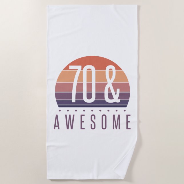 Toalha De Praia 70 Birthday Retro Sunset (Frente)
