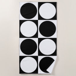 Toalha De Praia 70s Checks and Circles Black and White