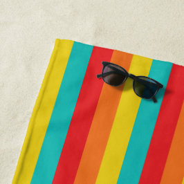 Toalha De Praia 70s retro legal listra o vermelho amarelo