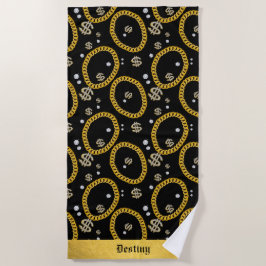 Toalha De Praia 90's Hip Hop Rap Music Gold Cuban Link Chain