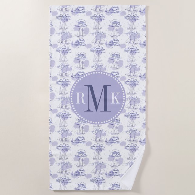 Toalha De Praia A aguarela acena & envia o teste padrão (Frente)