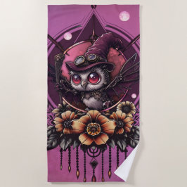 Toalha De Praia A Coruja Steampunk: Guardiã dos Segredos.