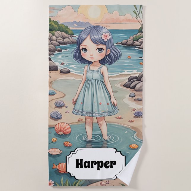 Toalha De Praia A felicidade de Beachcomber é personalizada (Frente)
