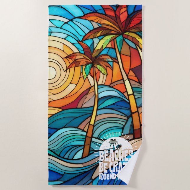 Toalha De Praia A praia de aspas engraçada é louca (Frente)