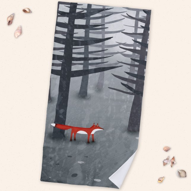 Toalha De Praia A Raposa e a Floresta (The Fox in the Forest woodland wildlife beach towel)