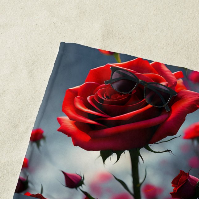 Toalha De Praia "A Stem in Bloom: The Ruby Rosa" (In Situ)