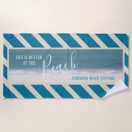 Toalha De Praia A vida é melhor na foto bonita da praia |