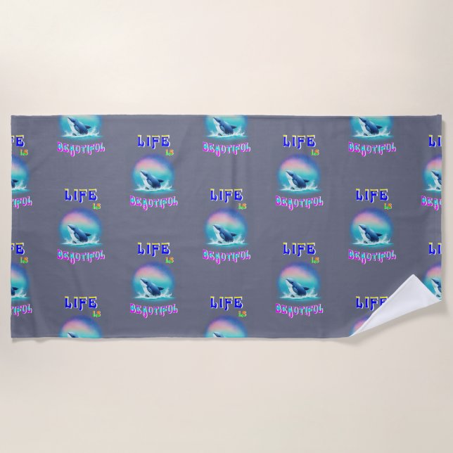 Toalha De Praia A vida é um belo Hermano África, baleia de setembr (Frente)