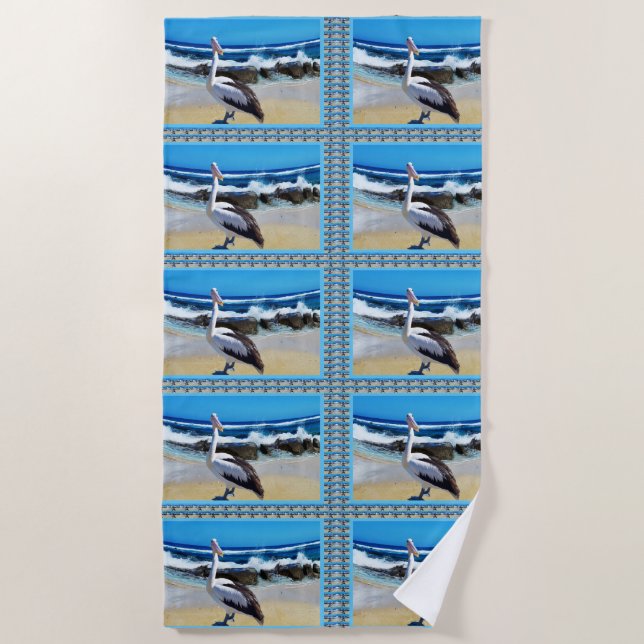 Toalha De Praia A Vida Pelican Beach É Perfeita. (Frente)