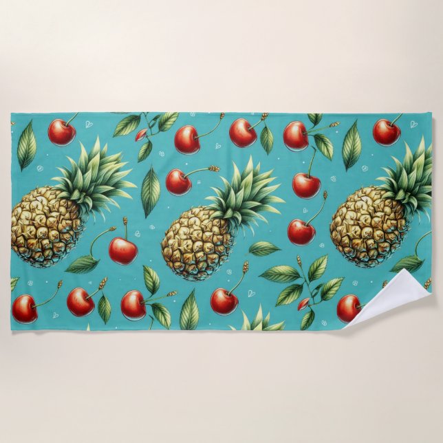 Toalha De Praia Abacaxi Cherry Bliss (Frente)