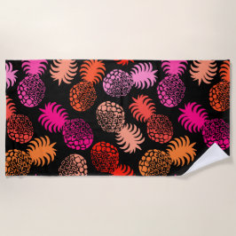 Toalha De Praia Abacaxi tropical Momona havaiana - Quente - Preto