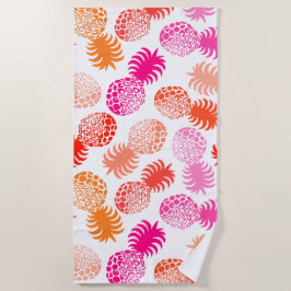 Toalha De Praia Abacaxi Tropical Momona Havaiana - Rosa - Branco
