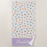 Toalha De Praia ABCs - Alphabet Personalised Name Beach Towel<br><div class="desc">Um design alfabético colorido e personalizável. Personalize esta design com o nome do seu filho,  letras monográficas ou outro texto. As cores neutras em termos de gênero incluem: roxo,  lavanda,  verde,  laranja,  amarelo,  lacre,  turquesa,  cinza,  castanho,  creme.</div>