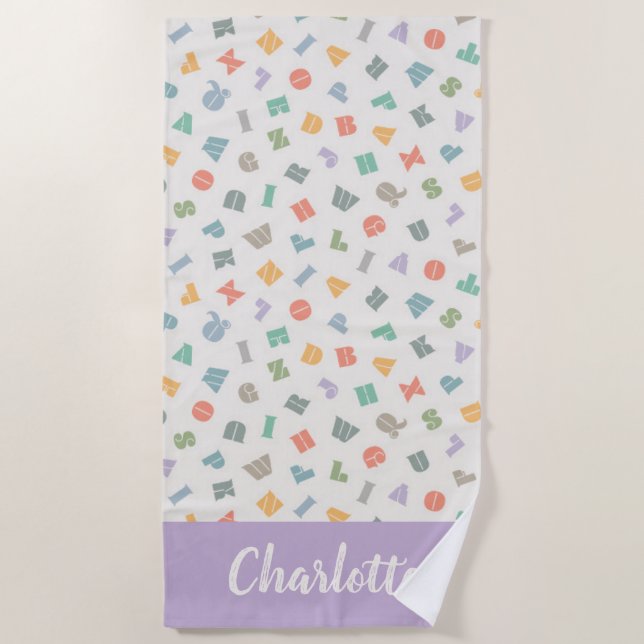 Toalha De Praia ABCs - Alphabet Personalised Name Beach Towel (Frente)