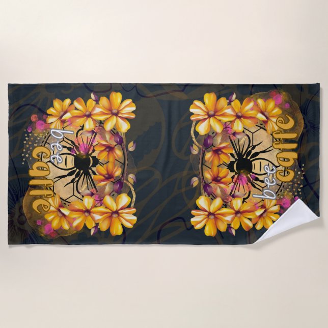 Toalha De Praia Abelha, café (Frente)