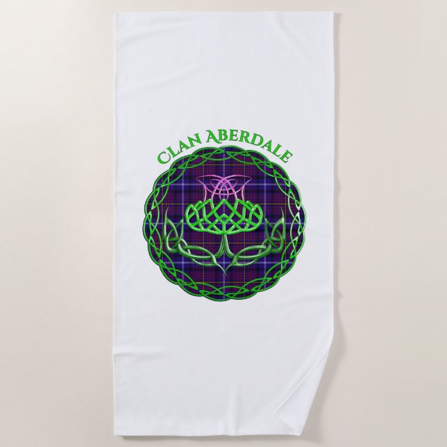 Toalha De Praia Aberdale Scottish Tartan Celtic Thistle (Frente)