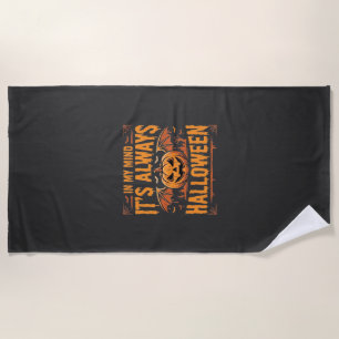 Toalha De Praia Abóbora de Halloween sempre Morcego Vetor Design_1