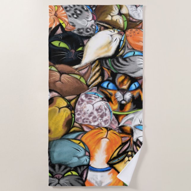 Toalha De Praia Abraços de Gato de Gato de Cabras de Praia (Frente)