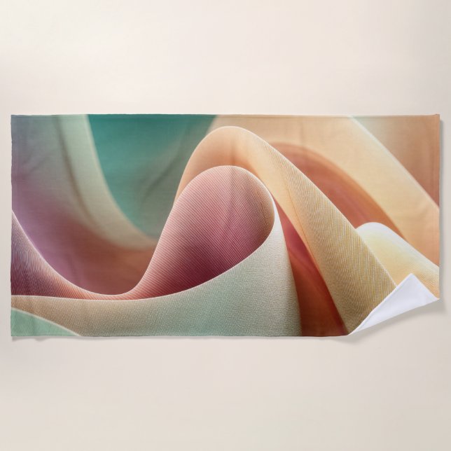 Toalha De Praia Abstract Drapery with Pastel Gradient Flow (Frente)
