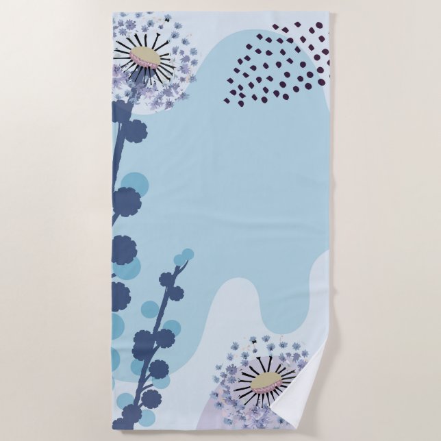 Toalha De Praia Abstract Golden Wattle Modern Acacia Illustrative (Frente)