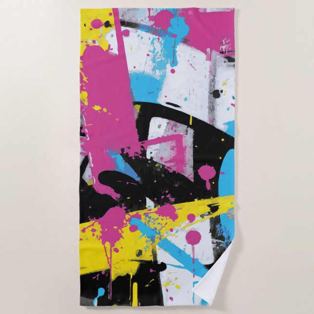 Toalha De Praia Abstract Graffiti Splash Urban Pop Art (Frente)