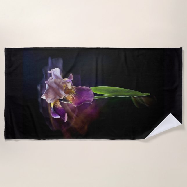 Toalha De Praia Abstract Iris Flower – Elegant Floral Art (Frente)