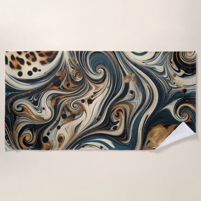 Toalha De Praia Abstract Leopard Print Swirl (Frente)