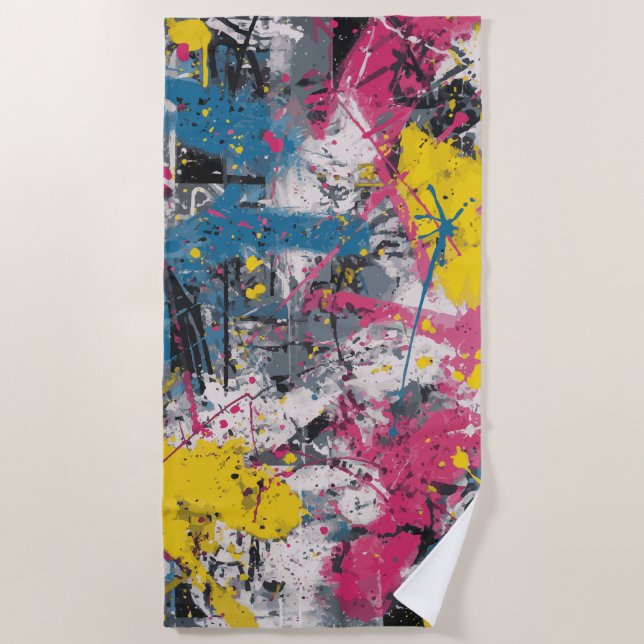 Toalha De Praia Abstract Paint Splash Urban Art (Frente)