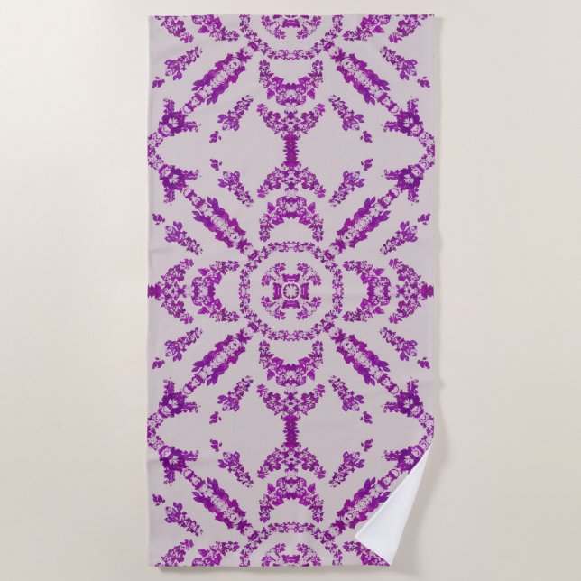 Toalha De Praia Abstract Purple Orchid Flower Design Pattern Art (Frente)